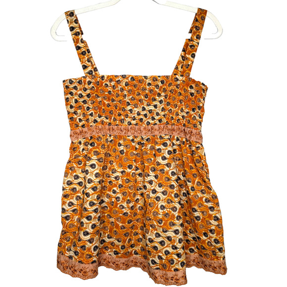 VTG Y2K Old Navy Babydoll Prairie Peasant Cottage Boho Smocked Paisley Cami Med - Picture 1 of 6